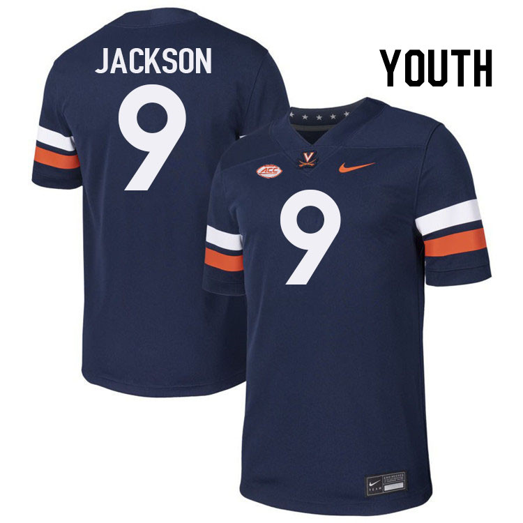 Youth Virginia Cavaliers #9 Jam Jackson College Football Jerseys Stitched-Navy
